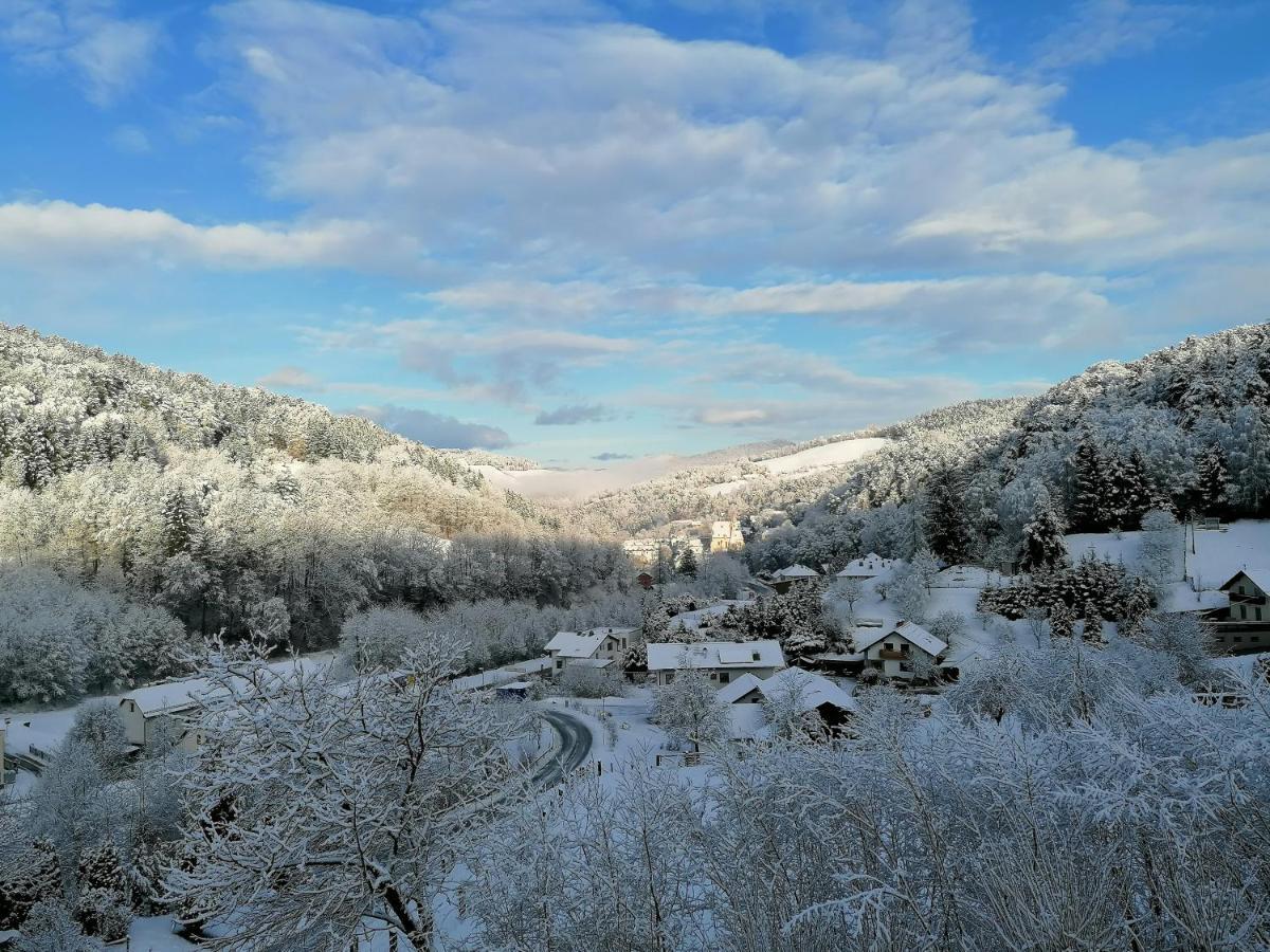 Das Paradieschen Edlitz - Stilvolles Blockhaus Mit Kamin Bagian luar foto